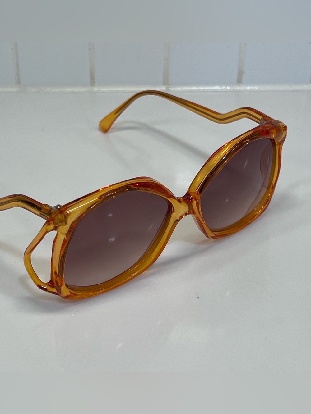 Vintage 70s Amber Toned Oversized Sunglasses